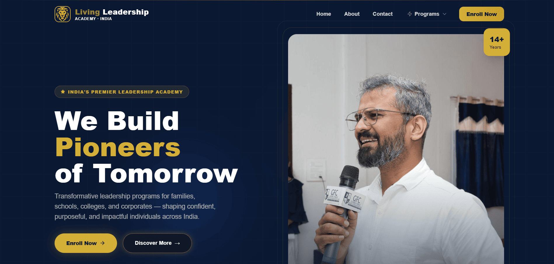 Living Leadership Academy website screenshot